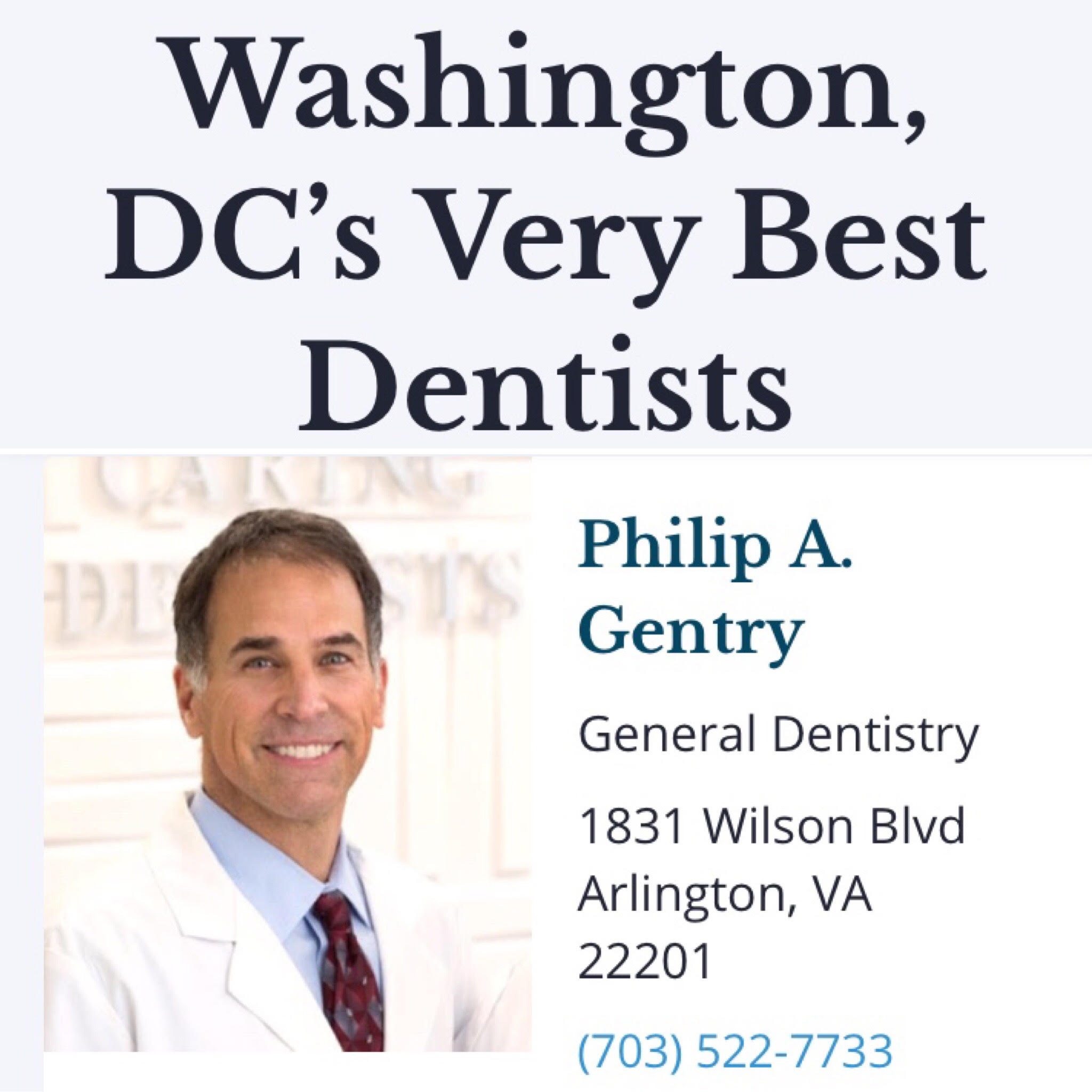 Washingtonian Magazine Top Dentist Dr. Gentry